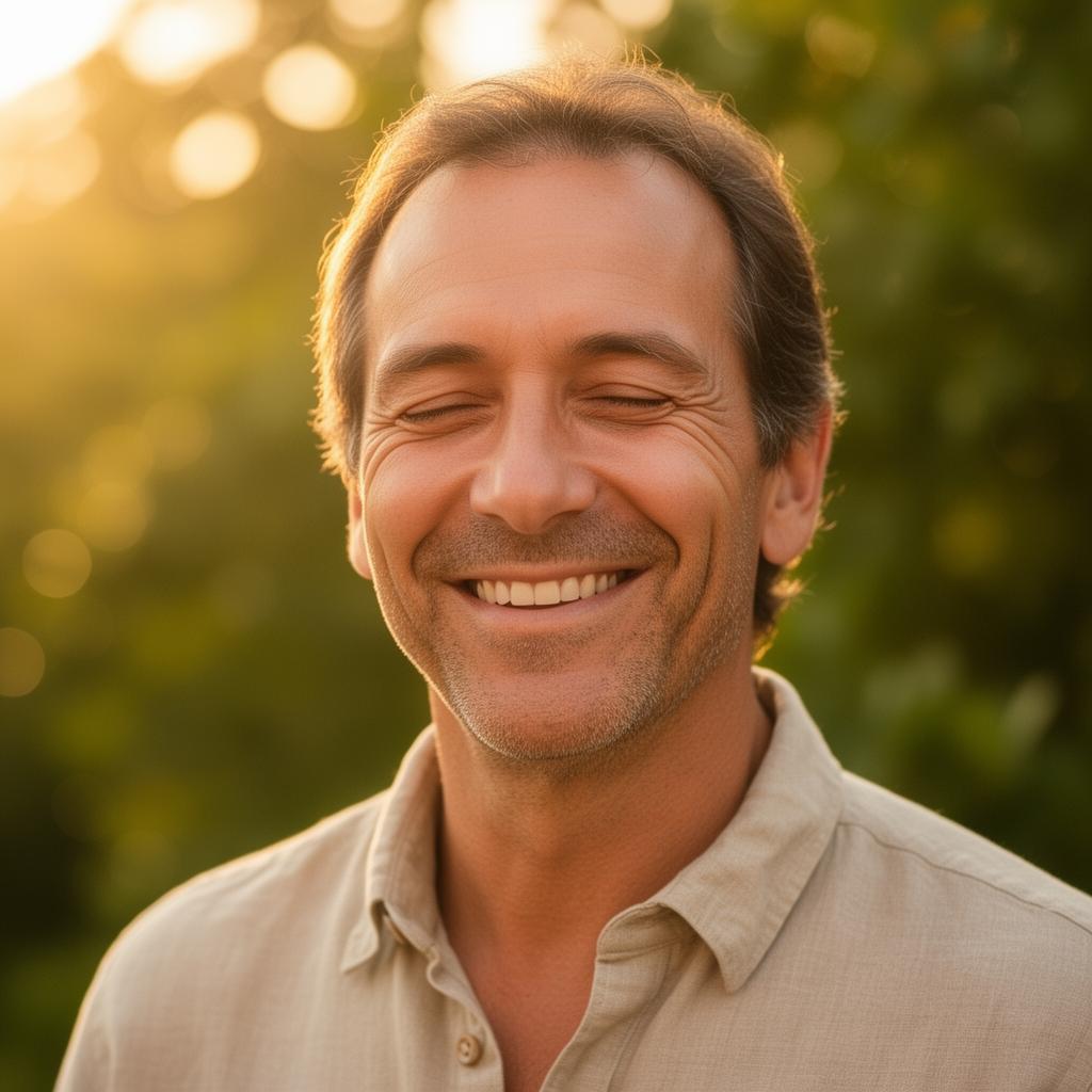 Man feeling peaceful and content